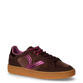 Sneaker in pelle scamosciata e tessuto marrone viola | Boscaini Scarpe