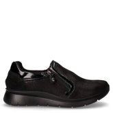 Scarpa sportiva in pelle e tessuto con zip laterale nero | Boscaini Scarpe