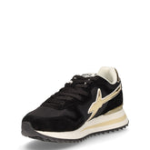 Yak sneaker in pelle e tessuto con zeppa nero platino | Boscaini Scarpe