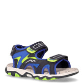 Sandalo in tessuto ed ecopelle bambino blu royal verde | Boscaini Scarpe