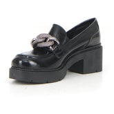 Mocassino con tacco nero vernice | Boscaini Scarpe