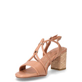 Sandalo in pelle con tacco cappuccino | Boscaini Scarpe