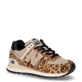 574 sneaker in pelle effetto cavallino e tessuto pietra leopardato | Boscaini Scarpe