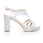 Sandalo slingback con tacco silver | Boscaini Scarpe