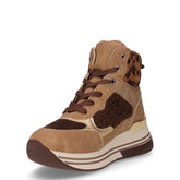 Sneaker mid in ecopelle con zeppa marrone | Boscaini Scarpe