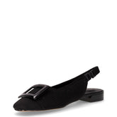 Slingback bassain tessuto traforato con fibbia nero | Boscaini Scarpe