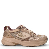Sneaker in tessuto ed ecopelle con strass beige rosa | Boscaini Scarpe