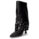 Stivaletto a punta in ecopelle con risvolto nero | Boscaini Scarpe