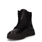 Stivaletto stringato in pelle con zip nero | Boscaini Scarpe