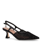 Slingback con tacco in tessuto nero | Boscaini Scarpe