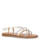 Sandalo in ecopelle con strass bianco | Boscaini Scarpe