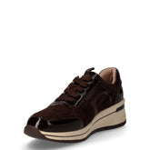 Sneaker in pelle con zeppa marrone scuro | Boscaini Scarpe