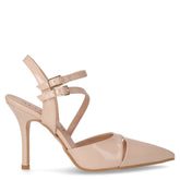 Decolletè slingback in ecopelle vernice con tacco nude | Boscaini Scarpe