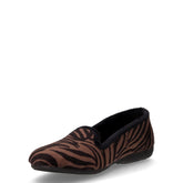 Pantofola in tessuto stampa animalier zebra marrone nero | Boscaini Scarpe