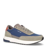 Low Top Lace Up Repreve Mix sneaker in pelle e tessuto fumo oliva blu | Boscaini Scarpe