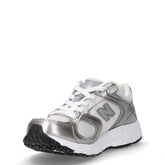 408 sneaker in tessuto ed ecopellle argento metallizzato | Boscaini Scarpe