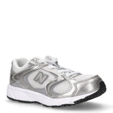 408 sneaker in tessuto ed ecopelle argento metallizzato | Boscaini Scarpe
