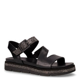 Sandalo in ecopelle con strass e zeppa nero | Boscaini Scarpe