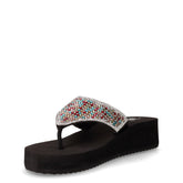 Infradito in tessuto con strass multicolor nero | Boscaini Scarpe
