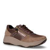 Sneaker in pelle e tessuto con zeppa fango | Boscaini Scarpe