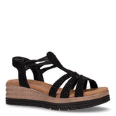 Sandalo con zeppa in tessuto nero - Sandali Con Tacco Donna | Boscaini Scarpe