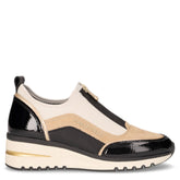 Scarpa sportiva in ecopelle e tessuto crema nero | Boscaini Scarpe