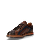 Stringata casual in pelle marrone blu | Boscaini Scarpe