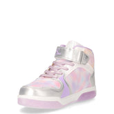 Sneaker bambina in ecopelle e tessuto con luci lilla | Boscaini Scarpe