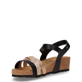 Sandalo con zeppa nero platino rame | Boscaini Scarpe