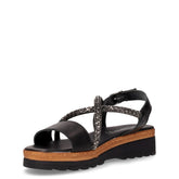 Sandalo con zeppa nero | Boscaini Scarpe