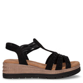 Sandalo con zeppa in tessuto nero - Sandali Con Tacco Donna | Boscaini Scarpe