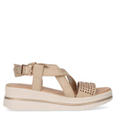 Sandalo in ecopelle con zeppa oro | Boscaini Scarpe