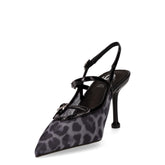Slingback in tessuto ed ecopelle con tacco nero | Boscaini Scarpe