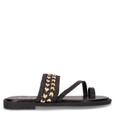 Ciabatta infradito in rafia ed ecopelle nero | Boscaini Scarpe
