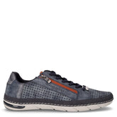 Sneaker in ecopelle traforata con zip blu scuro | Boscaini Scarpe
