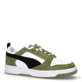 Rebound V6 low sneaker in pelle ed ecopelle verde oliva bianco | Boscaini Scarpe