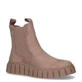 Stivaletto in tessuto con platform taupe | Boscaini Scarpe