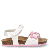 Chalki sandalo in ecopelle con fiore bambina bianco rosa | Boscaini Scarpe