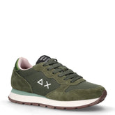Ally Solid sneaker in tessuto e pelle verde militare scuro | Boscaini Scarpe
