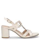 Sandalo in ecopelle con tacco crema | Boscaini Scarpe
