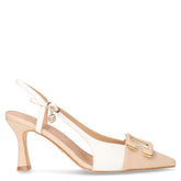 Décolleté slingback a punta in ecopelle bianco nude | Boscaini Scarpe