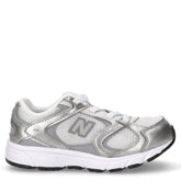 408 sneaker in tessuto ed ecopelle argento metallizzato | Boscaini Scarpe