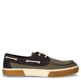 Union Wharf mocassino barca in tessuto canvas verde nero | Boscaini Scarpe