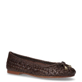 Ballerina in pelle intrecciata con fiocco marrone scuro - Ballerine | Boscaini Scarpe