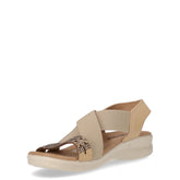 Sandalo in pelle e tessuto taupe | Boscaini Scarpe