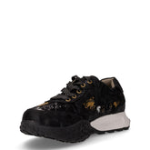 Sneaker in pelle e tessuto con paillettes nero | Boscaini Scarpe