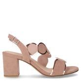 Sandalo in tessuto ed ecopelle con tacco nude rosa | Boscaini Scarpe