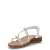 Sandalo in ecopelle con strass argento bianco | Boscaini Scarpe