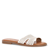 Ciabatta in ecopelle traforata con borchie bianco - TOO LIKE | Boscaini Scarpe