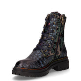 Anfibio in pelle e tessuto con zip blu | Boscaini Scarpe